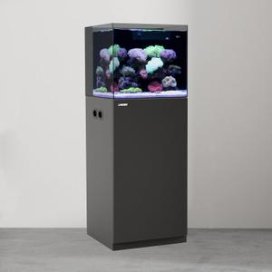 LANDEN Aquarium Wooden Stand and Cabinet for up to 20 Gal Tank, Fish Reptile Sea Salt Water Tank Stand, Nano Foam Leveling Mat Included, W17.7xD17.7xH31.49 in,Wooden Matte Black Painted (No Tank, Stand Only) (Black-Fig8_Inlet)