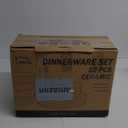 Stoneware Dinnerware Sets Service for 4, 12 pcs Reactive Glaze Plates and Bowls Sets, Embossed Boho Ceramic Dish Set, Highly Chip and Crack Resistant Farmhouse Plate Set, Ivory White