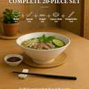 Pho Bowl Large 57oz XL Bowl Set with Pho Spoon Chopstick Stand Sauce Dish White Noodle Bowl Large Soup Bowls for Pho Asian Durable APEX S.K. Plastic Pho Bowls and Spoons Set Authentic Vietnamese Style