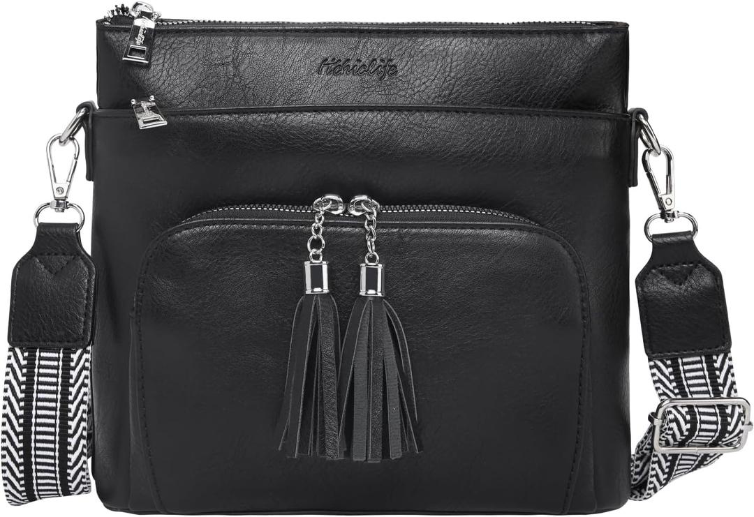 Crossbody Purse for Women, Soft Leather Shoulder Handbag Medium Size Bag with Adjustable Strap