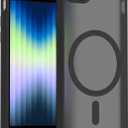 2 x PinLiSheng Magnetic for iPhone SE Case 2022/3rd/2020/2nd gen, iPhone 8 & iPhone 7 [Compatible with Magsafe] Shockproof Slim Translucent Matte Protective Phone Case - Black