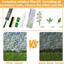 One Way Privacy Film, Window Tint for Home,Daytime Reflective, Anti UV Static Cling Sliding Door Coverings No Glue Garage Solar Paper (Silver-Leaves, 35.4X 78.7 in)