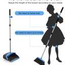 NACENA Broom and Dustpan Set, 52-in Long Adjustable Handle Broom Dustpan Combo with Dustpan Teeth to Automatically Clean Hair Suitable for Home Kitchen Office Hall FloorBlack&Blue
