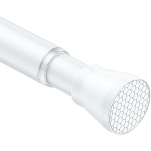 White Tension Curtain Rod for Windows 28 to 48 inch, Adjustable Extendable Pressure Spring Curtain Rod No Drilling, 7/8" Spring Tension Rod for Bathroom Bedroom Doorway Closet Door