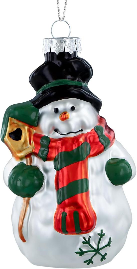 PETCEE Snowman Christmas Ornaments - Blown Glass Snowman Ornaments for Christmas Tree Decorations Cute Snow Man Hanging Ornament Keepsake Gifts Holiday Decor for Kids Family Friends Xmas Party Favors