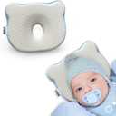 Memory Foam Baby Cushion, Soft Cozy Machine-Washable, Head and Neck Support Breathable Anti-Slip Design for Infants for Small Boys and Girls Tummy Time(Beige)