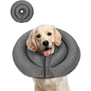 MIDOG Dog Cone Collar for Large Medium Dogs, Soft Inflatable Dog Cone Alternative After Surgery, Adjustable Protective Recovery Cone - Patented Alternative E Collar Does Not Block Vision (Gray-L)