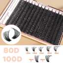 Geeneiya Volume Lash Clusters Kit DIY Lash Extension Kit D Eyelash Extensions with Lash Bond and Seal Tweezers,10-14mm Eye Corner Eyelashes and 16-18MM Cluster Lashes 300Pcs