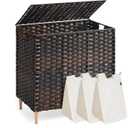 SONGMICS 3-Section Laundry Hamper with Lid, 42.2 Gal (160L) PE Rattan Laundry Basket with Removable Washable Liners, for Bedroom & Living Room, Chestnut Brown ULCB223ME01