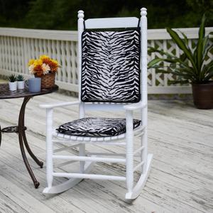 Klear Vu Porch Rocking Chair Cushion Set for Indoor and Outdoor Use, Assembled in The USA, Easy to Clean Stylish Seat and Back Pads with Fabric Ties, 20" x 17" x 2", Black Tiger