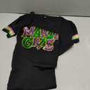 Carnival Shirts for Women Fat Tuesday V Neck Shirt New Orleans Carnival Sequins Short Sleeve Tee Tops Black L