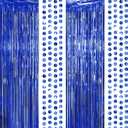Decor365 Blue Fringe Curtains Blue Party Decorations Blue Circle Garlands Streamers Banner Backdrp for Wedding Graduation Bridal Shower Bachelorette Ramadan Birthday Party Supplies
