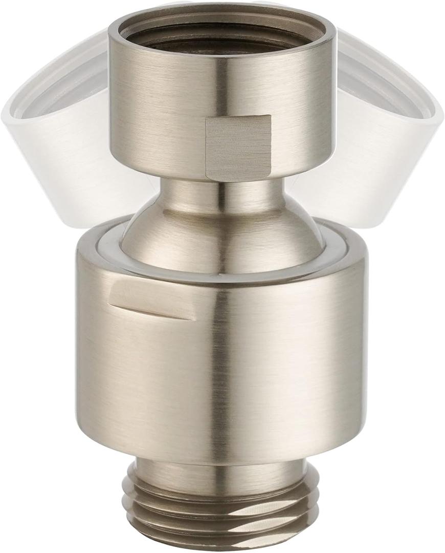 Hibbent All Metal Shower Head Swivel Ball Joint Adapter, Solid Brass Adjustable Shower Arm Connector, Shower Arm Extension, Showerhead Connector, Universal Showering Component, Brushed Nickel (Brushed Nickel)