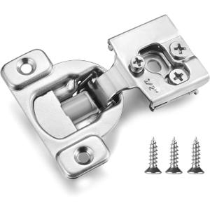 (4 Pack) 1/2 Inch Overlay Soft Close Cabinet Hinges, Kitchen Concealed Hinges for Face Frame Door, European Hinges with Brushed Nickel