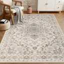 5x7 Area Rugs Living Room Rug: Washable Vintage Distressed Floral Rug No Slip Stain Resistant Soft Carpet Indoor Large Carpets for Bedroom Dining Room Farmhouse Nursery Hallway Home Office Brown Beige