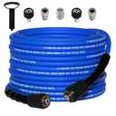 Kink Resistant 1/4" Pressure Washer Hose 50FT，3600PSI Power Washer Hose Replacement（M22-14mm）with 3/8" Quick Connect Adaptor for GreenWorks，Ryobi etc Household High-Pressure Washers