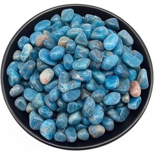 Polished Blue Apatite Crystal Chips 200 Pcs - 0.3" 10 oz Tumbled Stone Chips Crushed Sea Glass Stones Healing Reiki Crystal Making Home Decoration