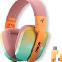 SOMIC G810 Wireless Headset 2.4G Low Latency Headset for PC PS4 PS5 Laptop, Bluetooth 5.2 Wireless Headphone with Built-in Mic, 50H Playtime, RGB Light Foldable for Gamer (Xbox Only Work in Wired) (Gradient Orange Green)