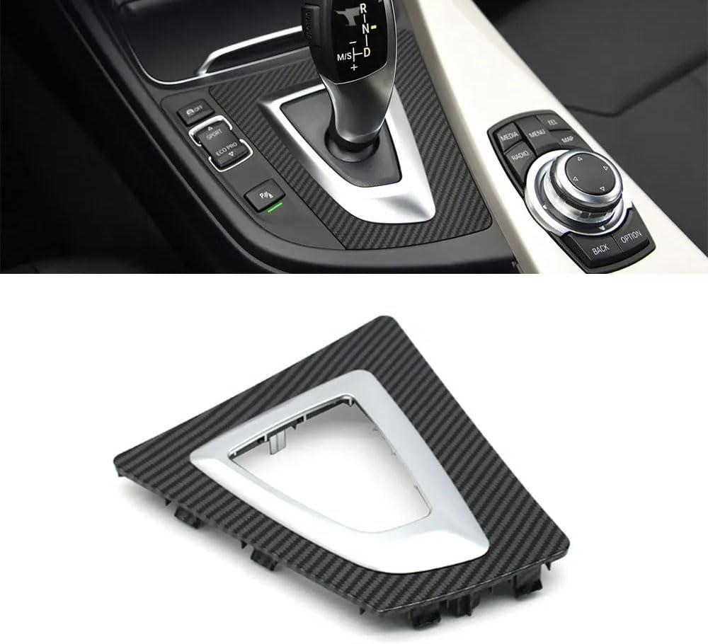 Compatible with BMW 3 4 Series, Carbon Fiber Gear Shift Frame Cover, Control Gear Box Shift Knob Panel Trim Replacement for BMW F30 F31 F34 F35 F32 F33 F36 (Carbon Fiber)