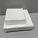 SETUP 60-Piece White Square Plastic Dinnerware Set 30 9.5" Dinner & 30 6.5" Salad Plates Heavy-Duty Disposable for Weddings, Catering, Parties