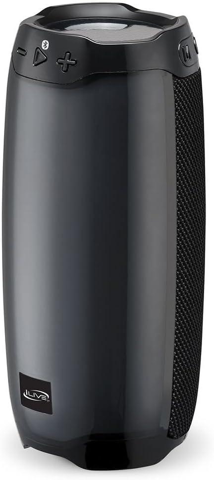 iLive Portable Bluetooth Color Changing Party Speaker, LED Light Effects, ISB212BLK