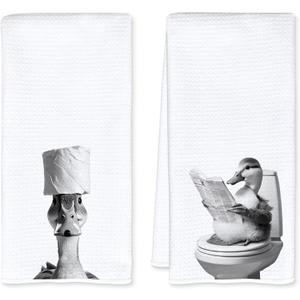 Duck Bathroom Decor Hand Towels, Funny Duck Gifts Decorative Hand Towels for Bathroom, 16x24 Inch Set of 2