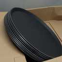Zopeal 8 Pieces Black Round Restaurant Serving Tray, Plastic Non Slip Surface Food Meals Server Tray with Raised Edges for Home, Kitchen, Restaurant, Cafeteria, Bar (11")