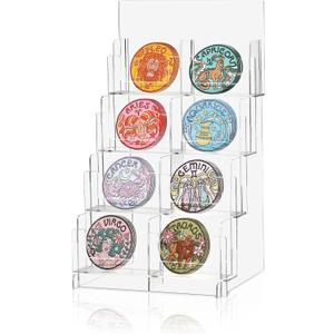 Acrylic Sticker Display Stand, Sticker Holder Display for Vendor Events, Card Rack Display Stand, Portable Display Rack (Two Rows)