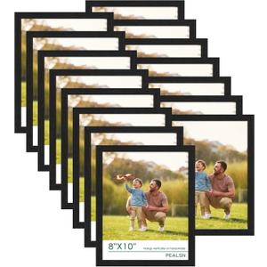 PEALSN 8x10 Picture Frame Set of 15, Wall Gallery Photo Frames for Wall Mounting or Tabletop Display, Black