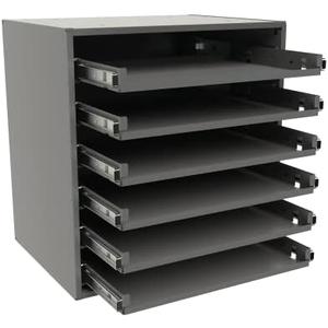 Durham 308B-95 Gray Cold Rolled Steel Bearing Rack for 6 Small Metal Compartment Boxes, 15-9/16" Width x 16-3/8" Height x 11-7/8" Depth