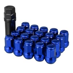 ACROPIX M12 x 1.25 Car Lug Nuts Cone Seat Closed End Bulge Acorn Hex Wheel Nut with Socket Key Blue - Pack of 20