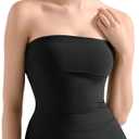 SUUKSESS Women Double Lined Going Out Trendy Tube Tops Side Split Sexy Tank Tops (Medium, Black)