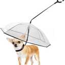 LESYPET Dog Umbrella for Small Dogs, Clear Puppy Umbrella with Adjustable Rope Leash for Rainy Walking, 27'' Diameter