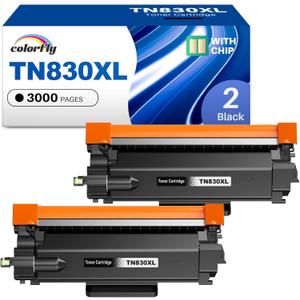 colorfly TN830XL Toner Compatible Replacement for Btother TN830XL TN830 Toner Cartridges Use with HL-L2460DW DCP-L2640DW HL-L2400D HL-L2405W MFC-L2820DW HL-L2405W HL-L2400D 2465DW Printer (2 Black)