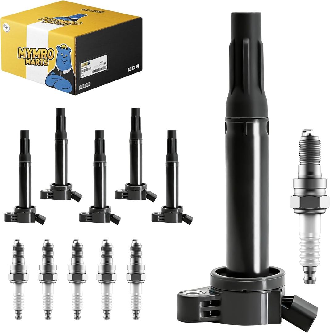6Pcs UF487 Ignition Coils & Double Iridium Spark Plugs for 2005-2018 Toyota Camry/Avalon/Highlander 3.5L V6 - Replaces 90919-02251, 90919-A2002