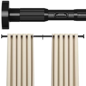 AIZESI 41-165 Inch Heavy Duty Black Tension Curtain Rod - No Drilling, Adjustable, Rust-Resistant for Outdoor, Living Room, Window, Bathroom