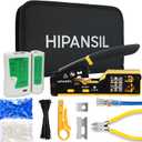 RJ45 Crimp Tool, Ethernet Crimper Tool Kit With CARRYING CASE, All-In-One Pass Through Network Cable Tool For Cutting, Stripping, Crimping Cat5 Cat6 RJ45 RJ11 RJ12  Ideal For Home DIY, IT Technicians