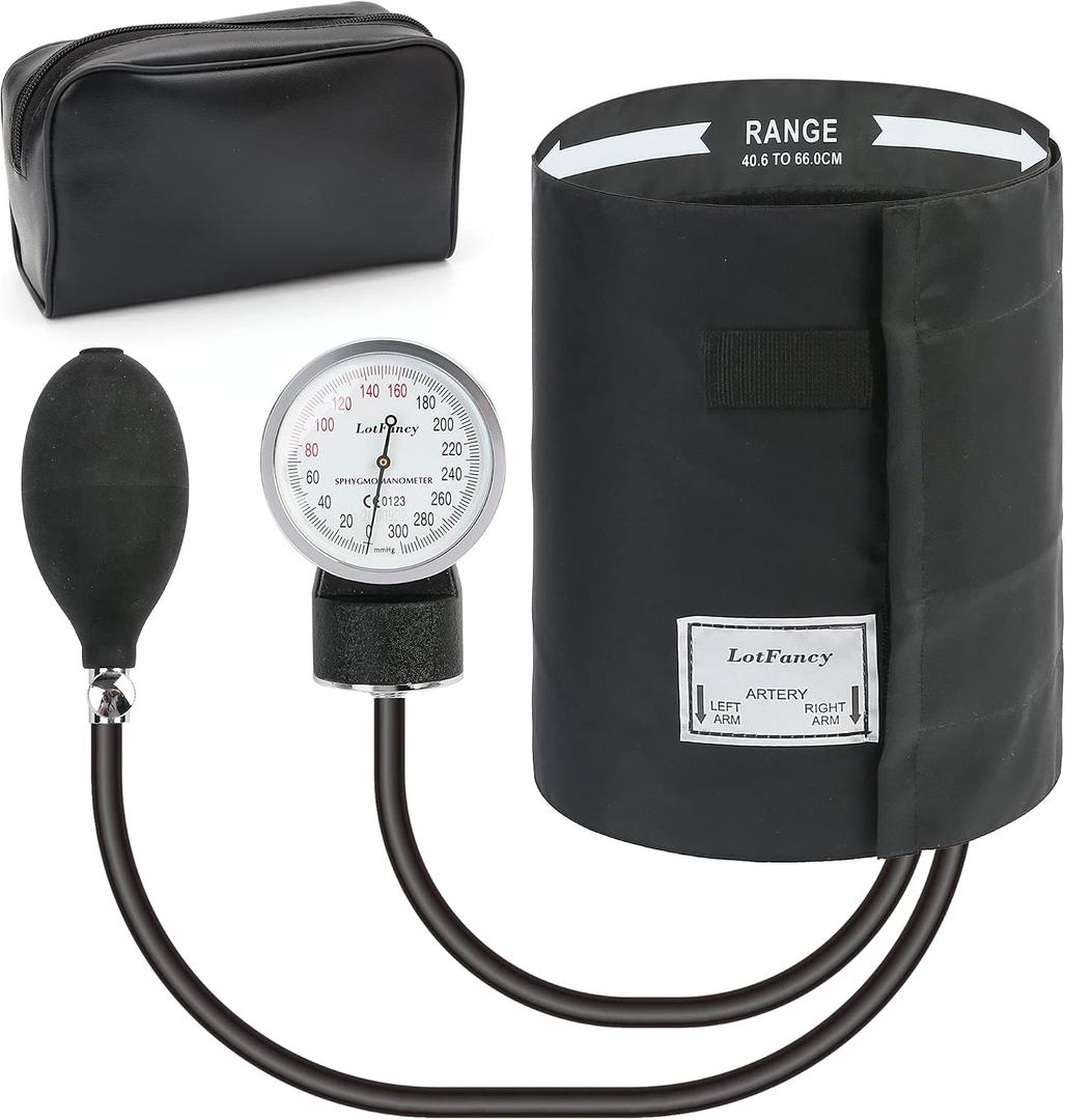 LotFancy XXL Blood Pressure Cuff Manual Adult, Professional Thigh BP Cuff 16"-26", Extra Large Adult Size Sphygmomanometer with Carrying Case and Zero Calibration for Home Use, Nursing Student, Doctor