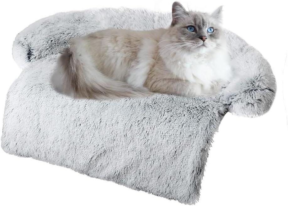 Tinaco Luxurious Calming Dogs/Cats Bed Mats, Washable Removable Couch Cover, Plush Long Fur Mat for Pets, Waterproof Lining, Perfect for Small, Medium and Large Dogs and Cats (Gradient Gray, M) (31.5"L x 26.0"W x 5.1"Th)