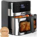 8.5Qt Air Fryer, upgraded large capacity suitable for 5-6 people, Smart touch screen for easy operation with 8 preset functions, non-stick coating for easy cleaning, 304 Stainless Steel