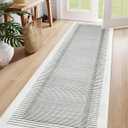 Wonnitar Washable Striped Runner Rug 2'6"x8', Non-Slip Berber Stripe Hallway Runner, Low Pile Minimalist Kitchen Soft Carpet Runner for Bedroom Bathroom Laundry Entryway (Grey, 2'6" x 8')