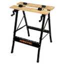 POWERTEC Portable Small Workbench with Vise, Imprinted Ruler and Protractor Scale, Folding Sawhorse/Worktable and 4 Bench Dogs for Woodworking Projects (MT4006)