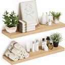 Bathroom Floating Shelves, 36-Inch Wall Mounted Storage Over Toilet - Modern Farmhouse Set of 2 for Kitchen, Bedroom, Hanging Book Shelf (Oak)