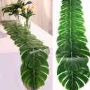 2 Pcs Artificial Palm Leaves Table Runners 72 Inch Long Tropical Palm Leaves Table Runner Faux Leaf Cloth for Wedding Hawaiian Luau Theme Party Supply Summer Decoration (Palm Leaf)