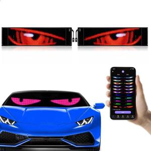 2Pcs Devil Eyes Light for Cars | LED Eyes for Truck Windshield | Flexible Scrolling Programmable LED Sign | Can Edit Text/Graffiti/Animations