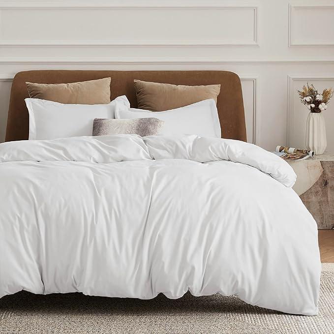 Bedsure Duvet Cover King Size - Soft Double Brushed Bedding Set for Kids & Adults, Zipper Closure, 3 Pieces, Includes 1 Duvet Cover (104"x90") & 2 Pillow Shams, NO Comforter, White
