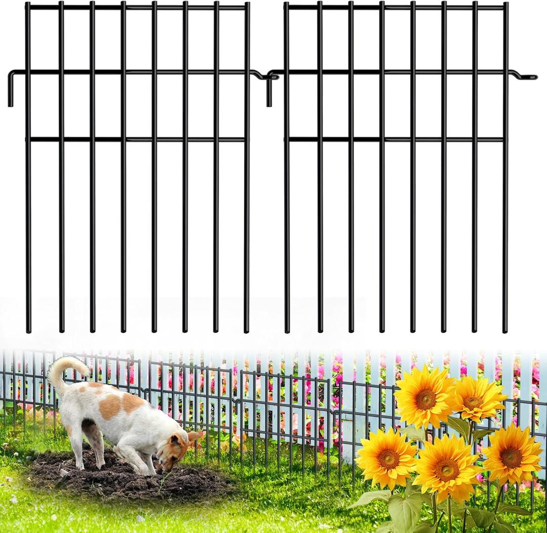 25 Pack No Dig Animal Barrier Fence, 16.7in H x 27ft (L), Rustproof Metal Garden Fence Panels for Dogs Small Animals, Durable Landscape Fence for Flower Beds and Lawns