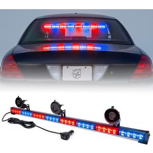 Xprite 35.5" Traffic Advisor Light Bar, Red Blue LED Strobe Police Light Bar with 21 Flash Patterns, Suction Mount & Cigarette Plug, Emergency Warning Police Lights for Car, Truck, SUV