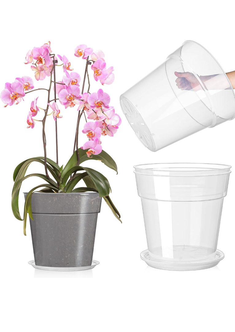 Baderke 3 Pack Clear Nursery Pot Plastic Nursery Pot Large Plant with Drainage Holes for Root Health Indoor Outdoor(11.65 Inches)