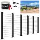 42" Modular 20-24FT Cable Railing Post Kit for Deck, Surface-Mount | 6 Level Post Kit, 1/8" Wire Rope, Swage Cable Railing Kit, T304 Cable Railing System, Length Adjustable, No Handrail, Black
